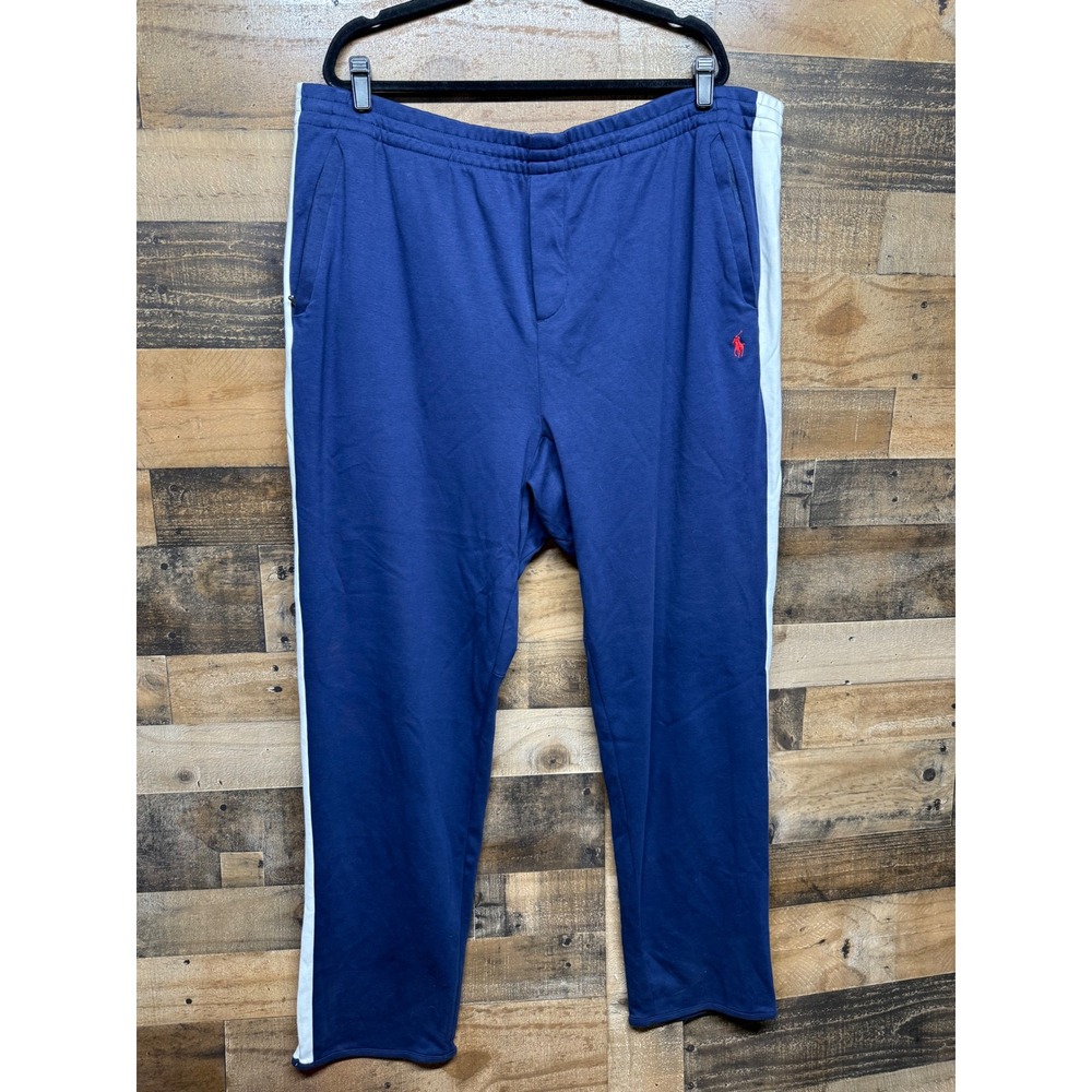 Polo Ralph Lauren Mens Navy Blue‎ Interlock Track Pants Side Stripe 2XLT NEW